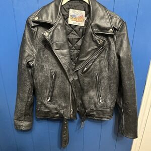 Vintage Excelled Size 18 Black Leather Motorcycle Jacket